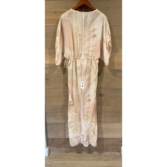 Calypso St Barth Marbled Tie Dye Linen Maxi Kimono Cover Up Dress Side Slit Size - Picture 11 of 12